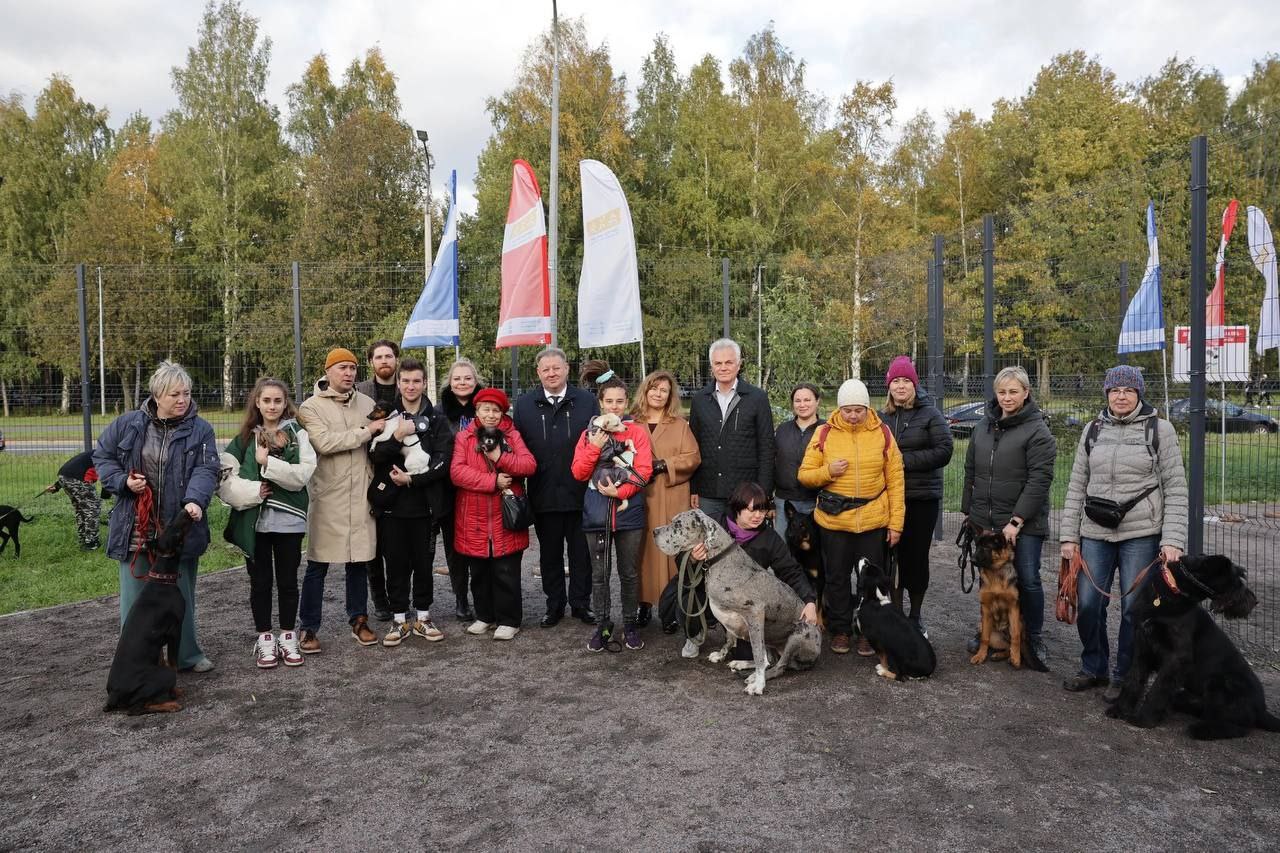 На улице Верности открыли обновленную площадку для выгула и дрессировки собак